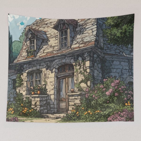 Item preview, A stone building in a flowers garden designed and sold by KMSpace.
