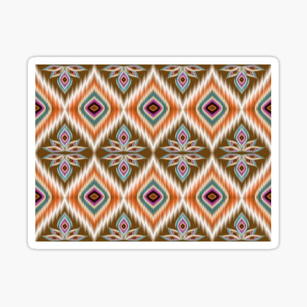 Item preview, Orange Leaves and Flower on brown background ikat style designed and sold by Muemai88.