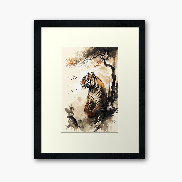Item preview, Tiger Japanese Art Sumi-e Ink Style Classic Traditional Painting designed and sold by ilonitta.