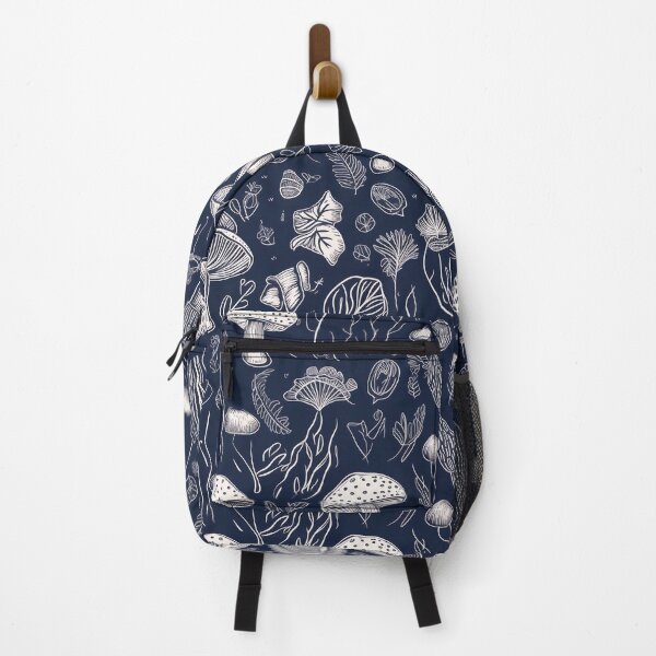Item preview, pattern sketch mushrooms - dark blue & white designed and sold by Gaviani Design Studio.
