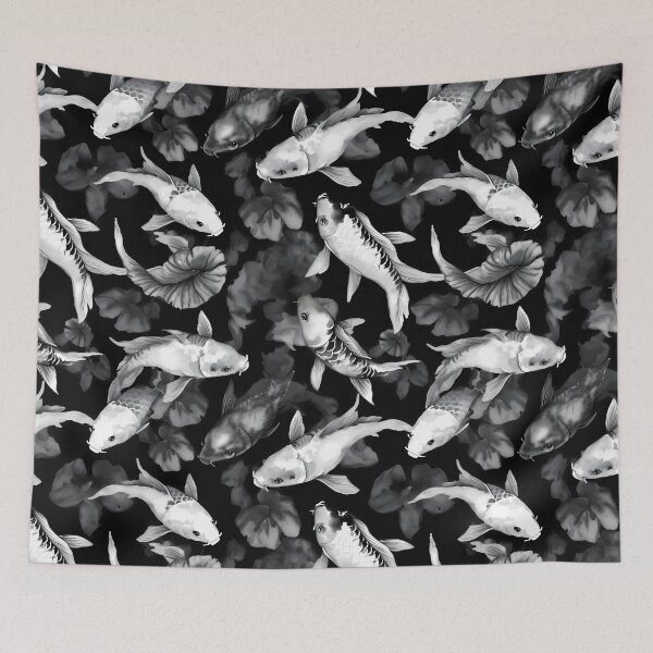 Item preview, Koi fish pattern, black and white designed and sold by Kenneth Heiss.