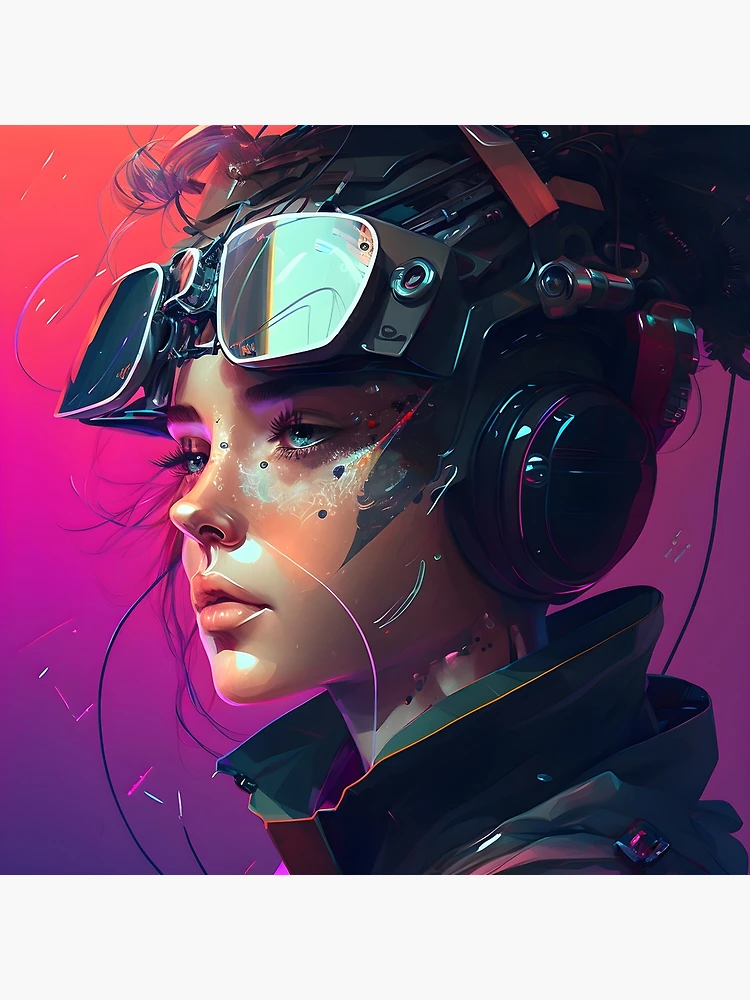 Sci-Fi Rebel - Cyberpunk Girl Goggles Scifi - Sticker