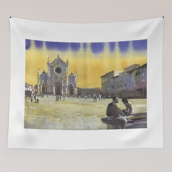 Item preview, Painting of Florence, Italy church at sunset.  Church of Santa Croce designed and sold by rfoxphoto.