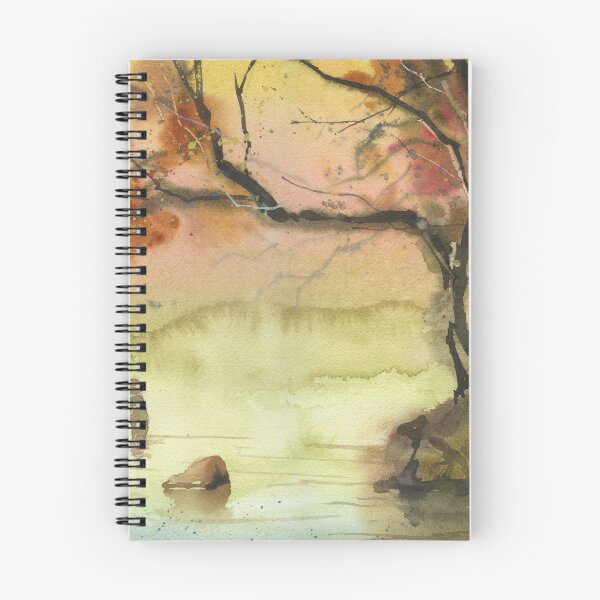Item preview, Watercolor painting fly fisherman colorful landscape painting.  Colorful home decor wall art trees designed and sold by rfoxphoto.