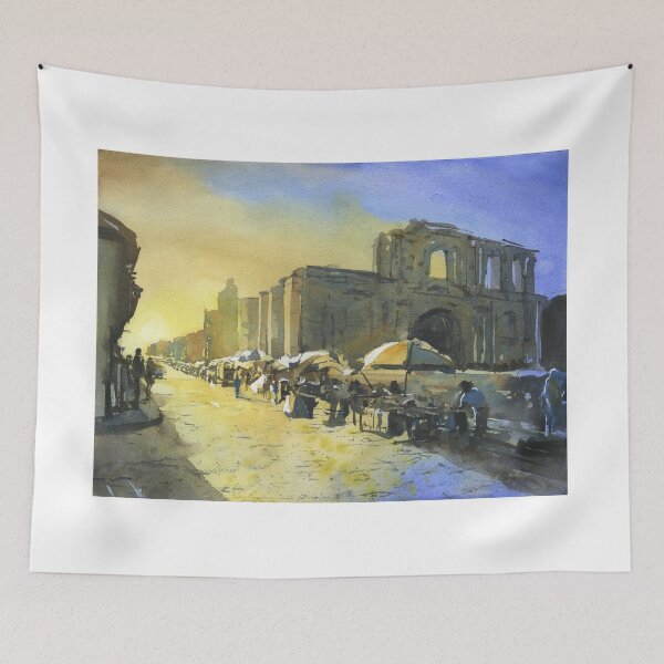 Item preview, Painting of ruined church in Antigua, Guatemala.  Colorful watercolo designed and sold by rfoxphoto.
