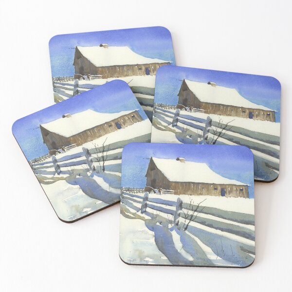 Item preview, Painting of barn covered by snow, designed and sold by rfoxphoto.