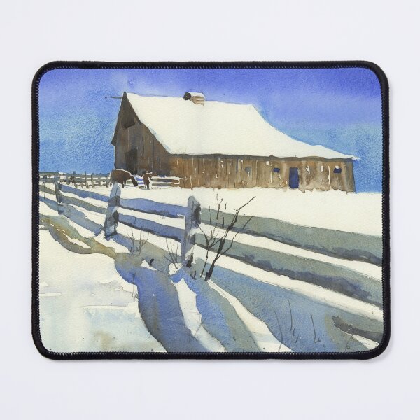 Item preview, Painting of barn covered by snow, designed and sold by rfoxphoto.