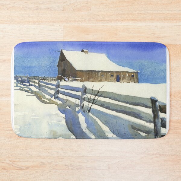 Item preview, Painting of barn covered by snow, designed and sold by rfoxphoto.