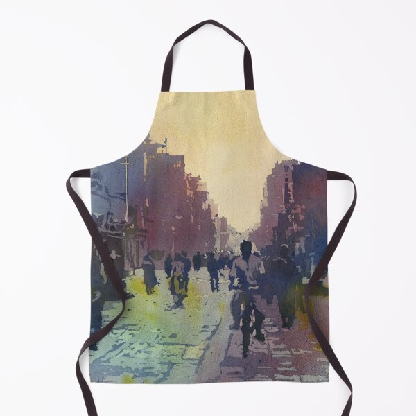 Item preview, Kathmandu street scene- watercolor painting of people on street in Kathmandu, Nepal. Nepal city Kathmandu Valley designed and sold by rfoxphoto.