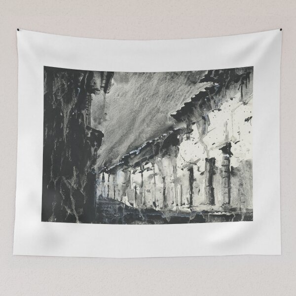 Item preview, Painting of Peruvian architecture in the Sacred Valley, Peru.  Monochromatic watercolor painting houses South America watercolor home decor designed and sold by rfoxphoto.