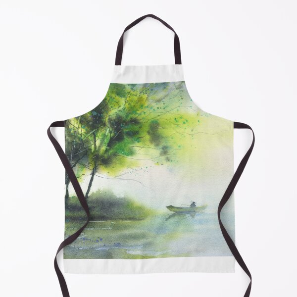 Item preview, Painting of landscape and fisherman. Watercolor landscape designed and sold by rfoxphoto.