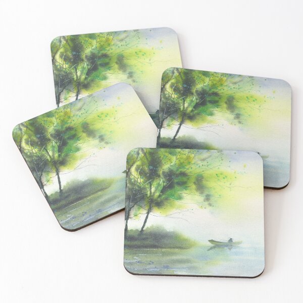 Item preview, Painting of landscape and fisherman.  Watercolor landscape  designed and sold by rfoxphoto.