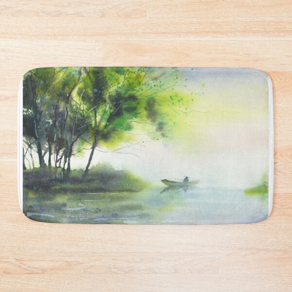 Item preview, Painting of landscape and fisherman.  Watercolor landscape  designed and sold by rfoxphoto.