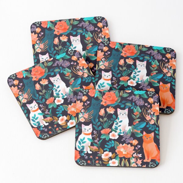 Item preview, Feline Florals designed and sold by SweetRepeat.