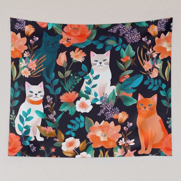 Item preview, Feline Florals designed and sold by SweetRepeat.