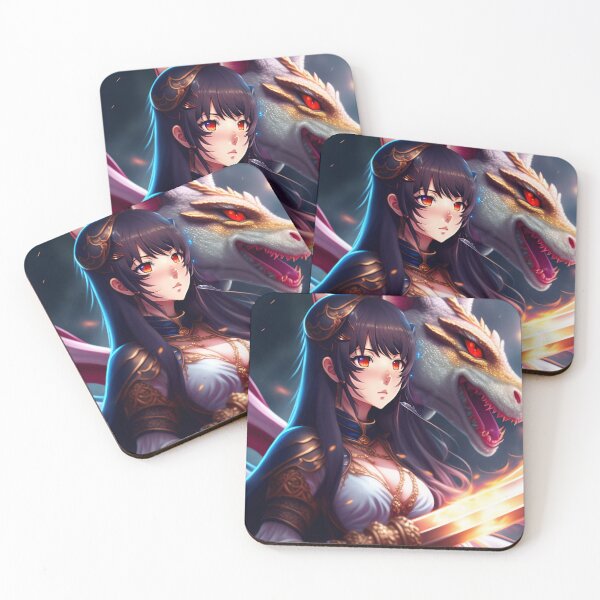 Artikelvorschau, Warrior Girl mit Dragon Fantasy Anime AI Art entworfen und verkauft von unusualillusion.