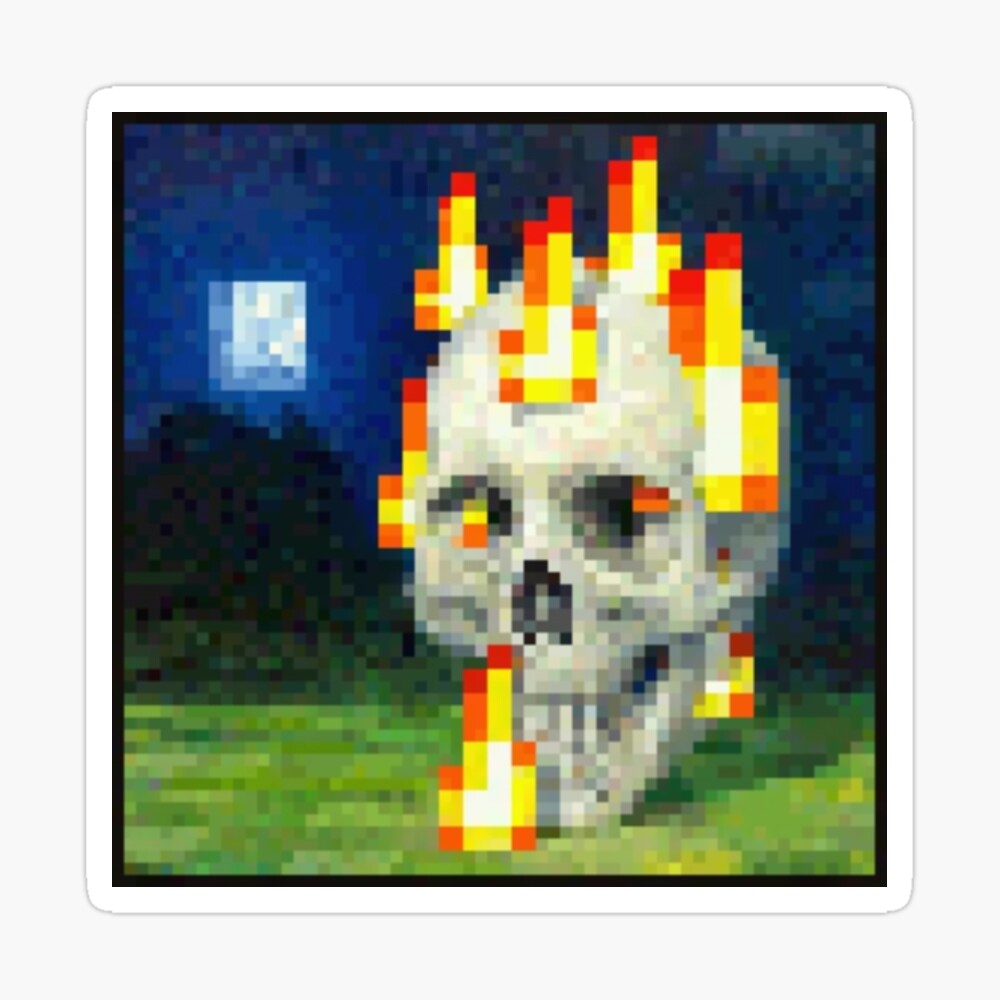 Minecraft Skull on Fire Painting