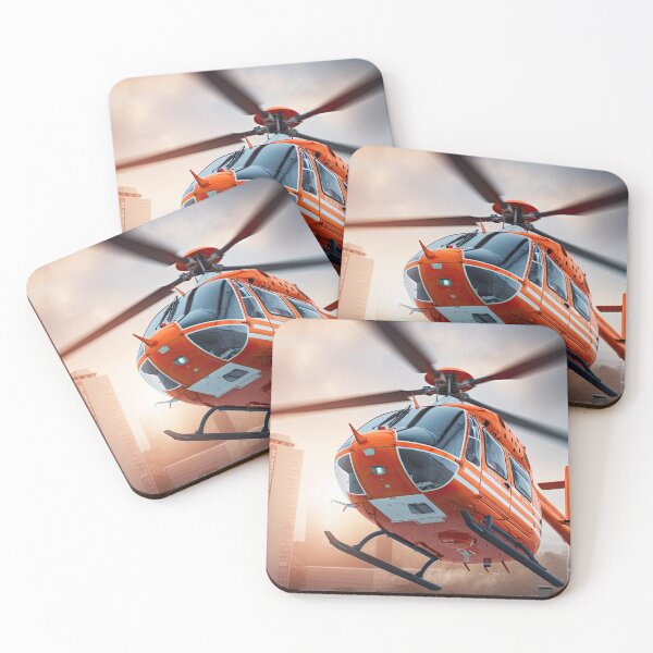 Item preview, Rescue Heliopter Approaching a City Helipad, AI Generated designed and sold by AirbornePrints.