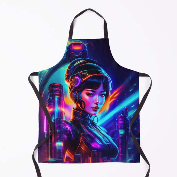 Item preview, Asian Cyborg Girl Neon Retrowave AI Art designed and sold by unusualillusion.