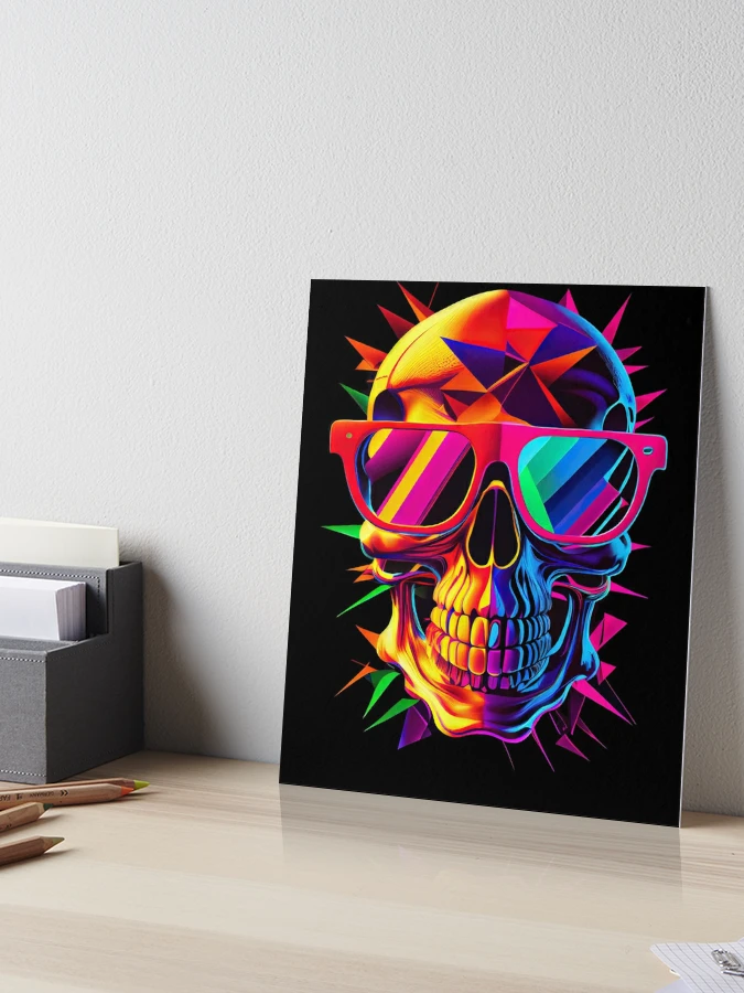 Synthwave Retrowave Colorful Skull With Sunglasses Vaporwave