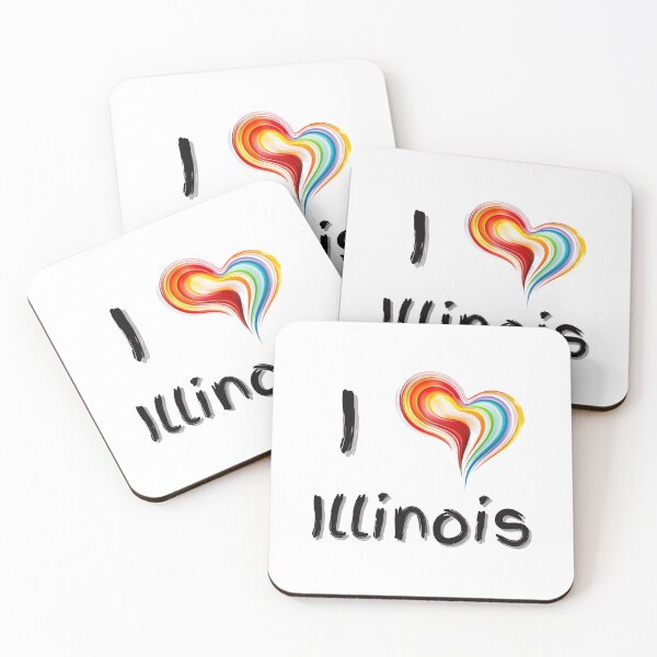 Aperçu de l'œuvre I Love Illinois with a Colorful Swirling Heart créée et vendue par Expressive Vision.