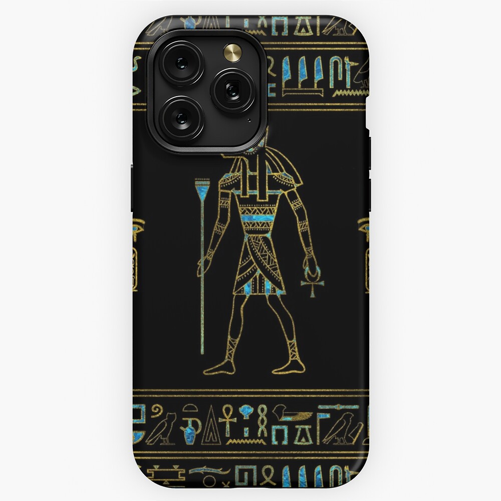 Anubis Egyptian Gold and blue stained glass