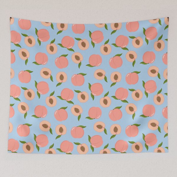 Item preview, Peach Fruit Pattern on Blue designed and sold by Ayoub14.