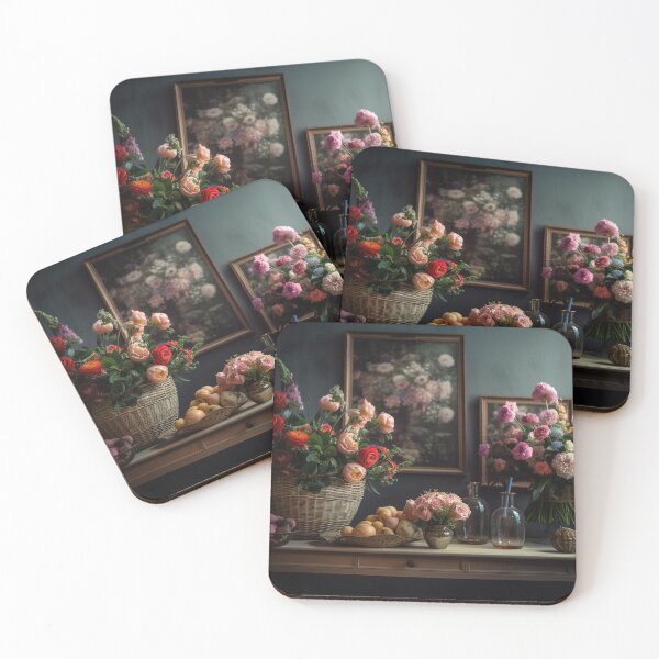 Item preview, very beautiful flowers baskets and a lot of vases of flowers on the table 6 designed and sold by jetaiart.