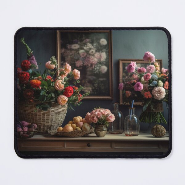 Item preview, very beautiful flowers baskets and a lot of vases of flowers on the table 6 designed and sold by jetaiart.