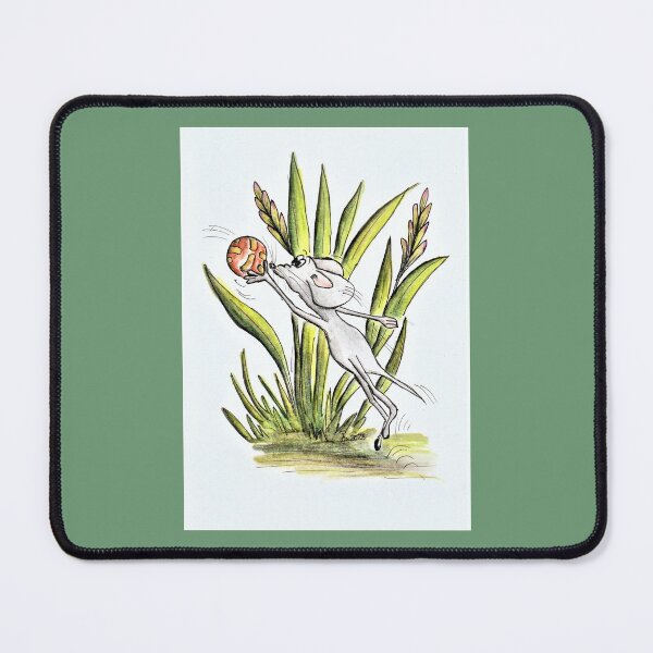 Item preview, Mouse catches ball. Watercolor fine art designed and sold by janianna.