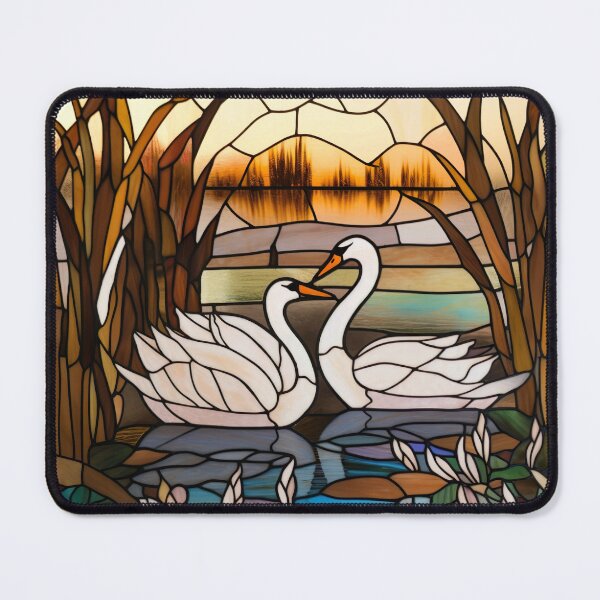 Item preview, Stained Glass Swan Love designed and sold by Matt's Artificial Nature.