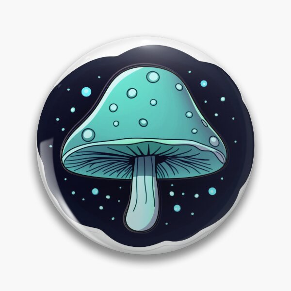 Item preview, Blue and Green Mushroom illustration Number Three Bubbled Bliss designed and sold by Vicki Noble Art.