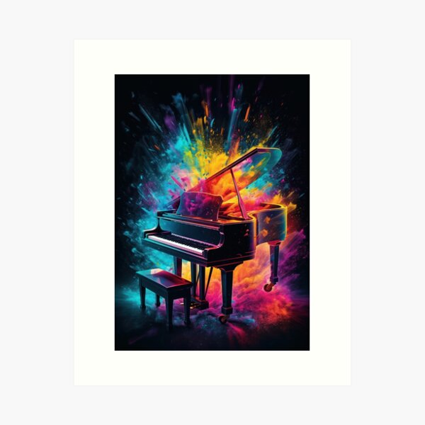 Item preview, Piano with exploding colors  designed and sold by art8085.