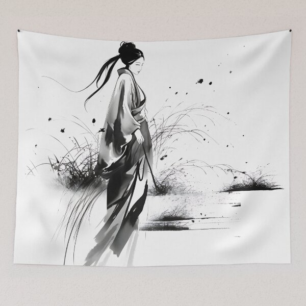 Item preview, Beautiful Woman Ink Painting designed and sold by alphadaze.
