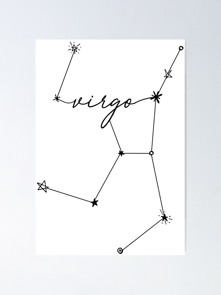 Poster Autocollant De Dessin Du Zodiaque Constellation De La Vierge Par Aterkaderk Redbubble