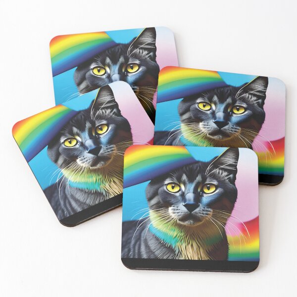Item preview, cat with rainbow splashes of color designed and sold by Batiz.