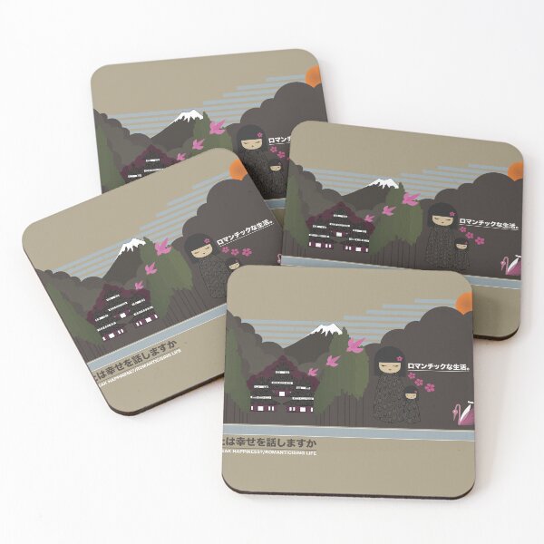 Item preview, Japan Kokeshi Dolls at Mount Fuji, Japanese Temple and Natural Scenery designed and sold by paperpark.