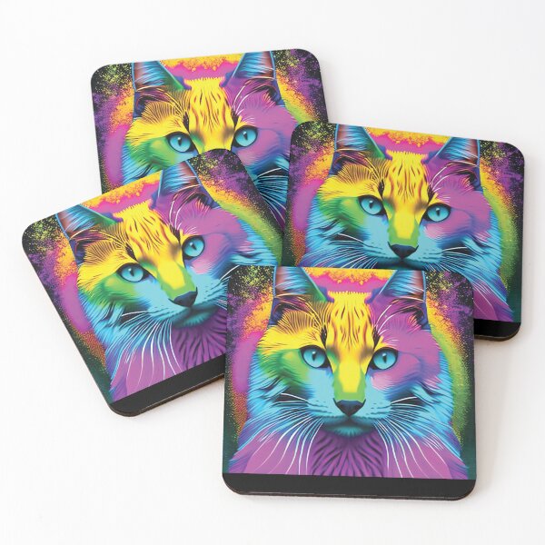 Item preview, cat with rainbow splashes of color designed and sold by Batiz.