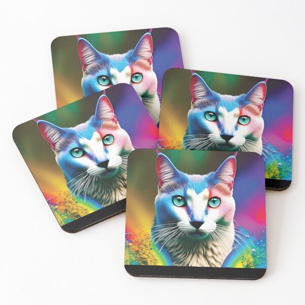 Item preview, cat with rainbow splashes of color designed and sold by Batiz.