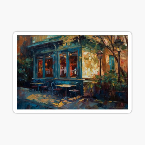 A painting of a European Cafe Sticker