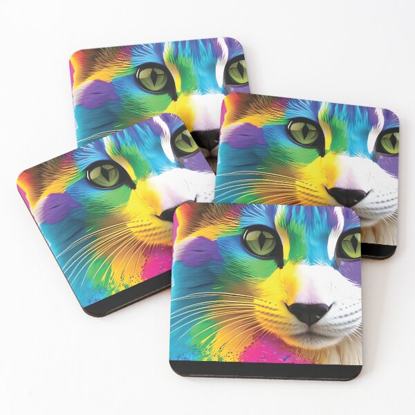 Item preview, cat with rainbow splashes of color designed and sold by Batiz.