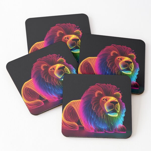 Item preview, Lion made of rainbow colored lights 1 designed and sold by jetaiart.