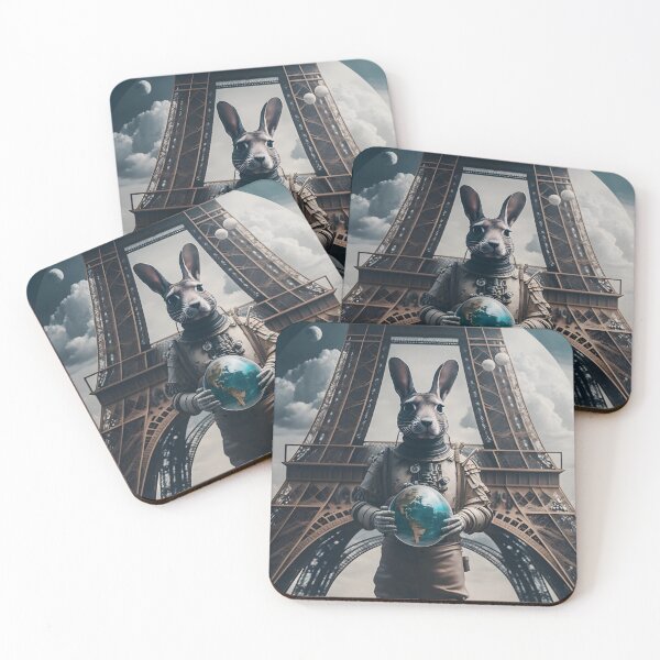 Item preview, Environmentalist Rabbit celebrating Earth Day - surrealist AI Generated Art designed and sold by Flowsaiartshop.