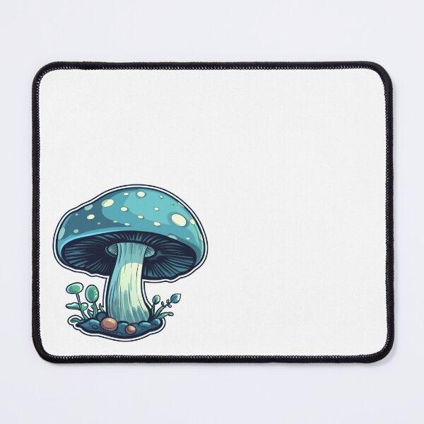 Item preview, Aqua Blue Green Aquamarine Mushroom illustration Number Five Beautiful Botany designed and sold by Vicki Noble Art.