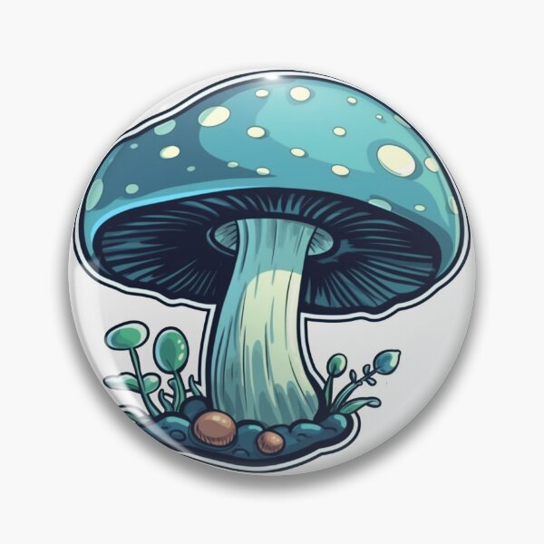 Item preview, Aqua Blue Green Aquamarine Mushroom illustration Number Five Beautiful Botany designed and sold by Vicki Noble Art.
