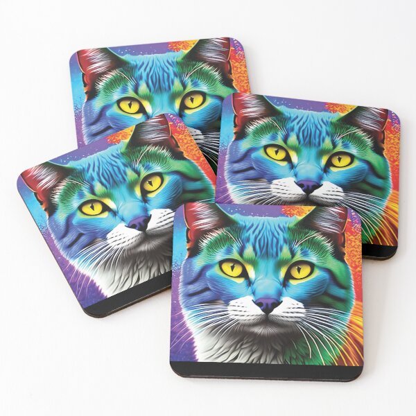 Item preview, cat with rainbow splashes of color designed and sold by Batiz.