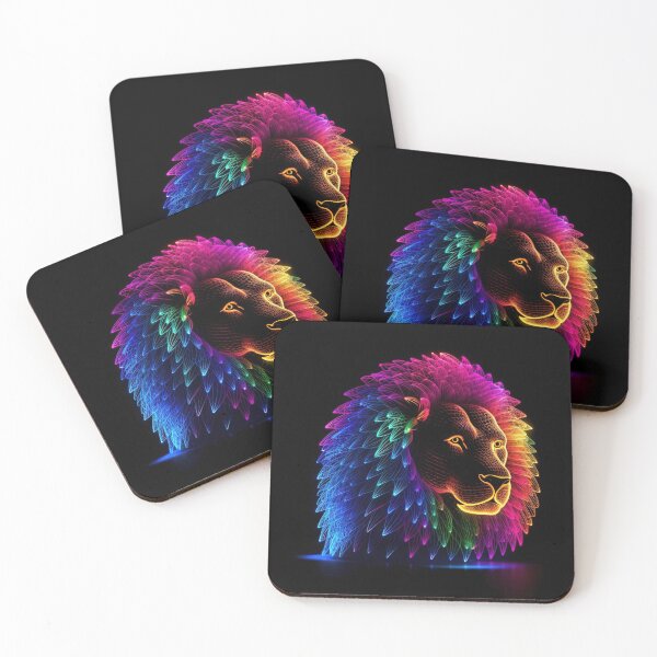 Item preview, Lion made of rainbow colored lights 2 designed and sold by jetaiart.
