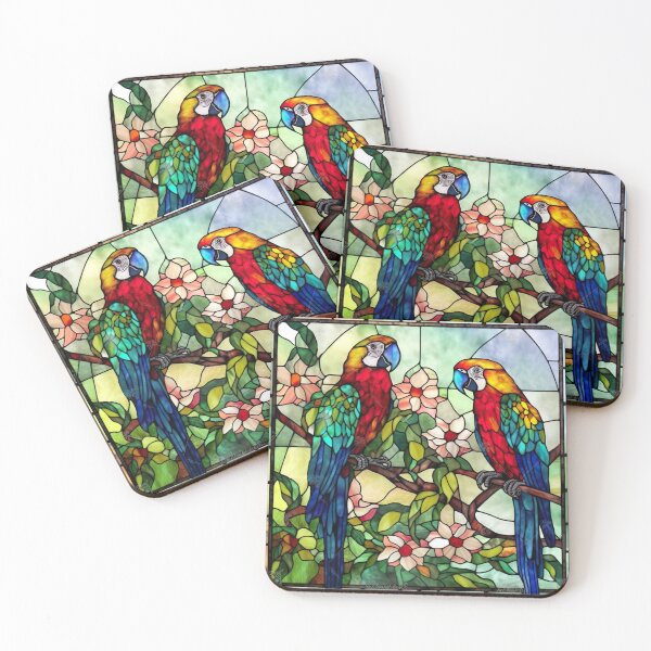 Item preview, Stained Glass Parrots designed and sold by Matt's Artificial Nature.