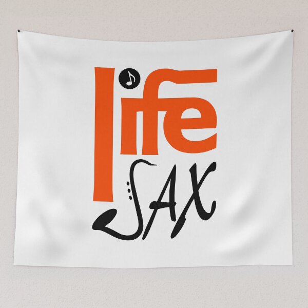Item preview, LIFE SAX - MUSIC PUN - FUNNY ALLITERATION JOKE black & orange designed and sold by KoolDsignsMUSIC.