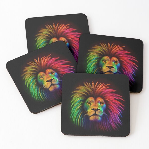 Item preview, Lion made of rainbow colored lights 3 designed and sold by jetaiart.